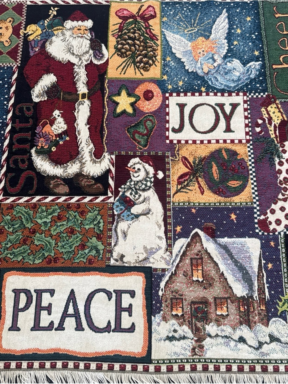 Goodwin Weavers Christmas Santa Old World Woven Tapestry Throw Blanket Bears - Picture 4 of 10
